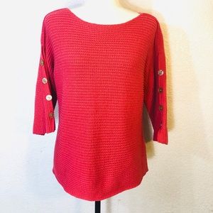 J. Jill melon button quarter sleeve sweater chunky